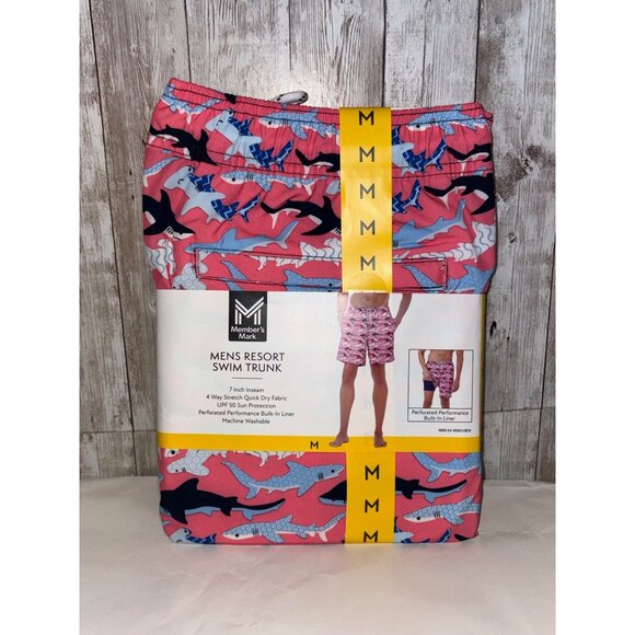 Members Mark Men's Resort Swim Trunks Coral Shark UPF 50+ Quick Dry 7" Inseam M - Picture 1 of 6